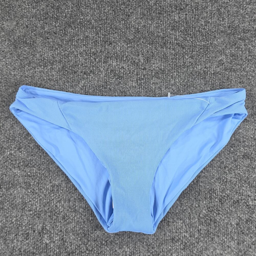 Becca by Rebecca Virtue Women's Ribbed Bikini Bottom Blue Size L Large Swimwear